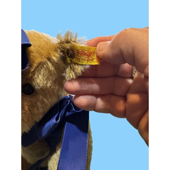 Vintage Steiff Teddy Bear With Blue Bow & Tag - Picture 2 of 5